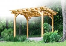 10x10 traditional style wood pergola with gold stain